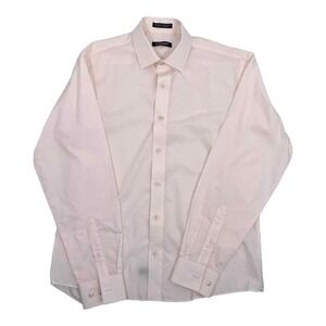 Pierre Cardin Mens Light Solid Pink Button front shirt Sz 15-1/2" 34/35